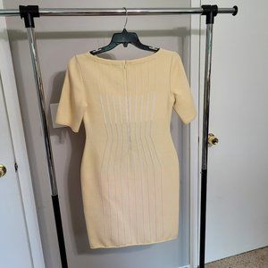 Fendi Yellow Ribbed Wool Blend Knit Cocktail Dress